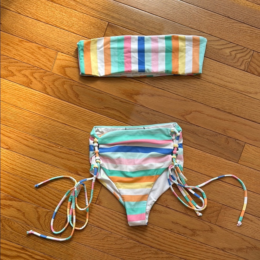 Striped Bandeau Bikini Set